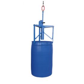 Automatic plastic drum lifter includes an adjustable positioning feature for heightened adaptability.
